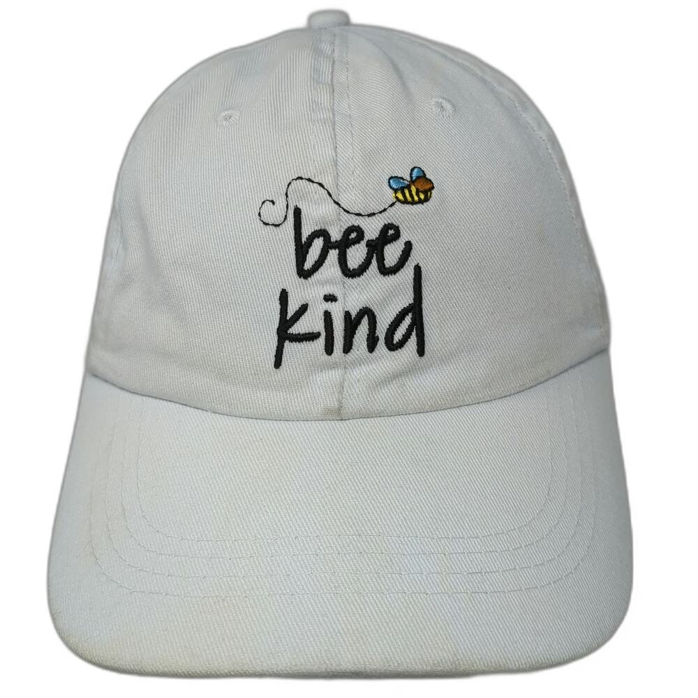 Baseball Cap White One Size Bee Kind Embroidered Honey Bee Nature Slideback hat